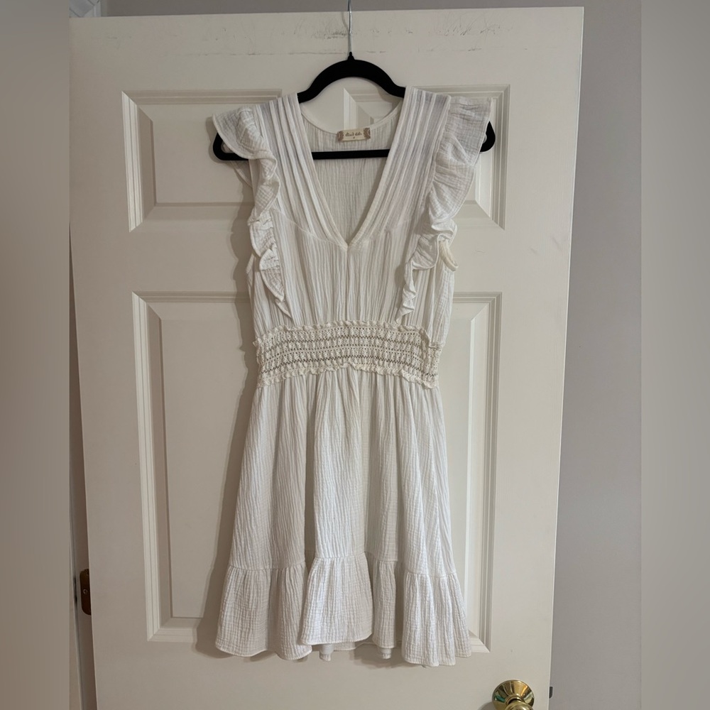 Altar'd State White Ruffled V-Neck Summer Dress